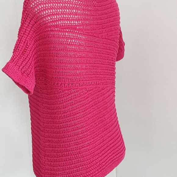 CHICO'S OPEN KNIT PULLOVER SHORT SLEEVE SWEATER SZ 1 (MED) - Picture 3 of 7